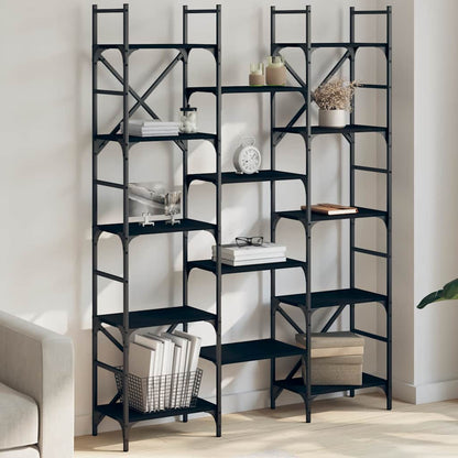 Bookshelf Black 127,5x28,5x172,5 cm Engineered Wood