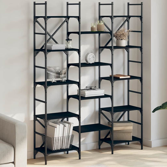 Bookshelf Black 127,5x28,5x172,5 cm Engineered Wood