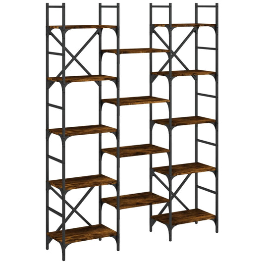 Bookshelf Smoked Oak 127,5x28,5x172,5 cm Engineered Wood