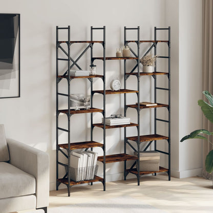 Bookshelf Smoked Oak 127,5x28,5x172,5 cm Engineered Wood