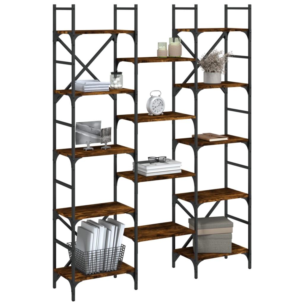 Bookshelf Smoked Oak 127,5x28,5x172,5 cm Engineered Wood