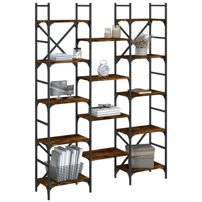 Bookshelf Smoked Oak 127,5x28,5x172,5 cm Engineered Wood