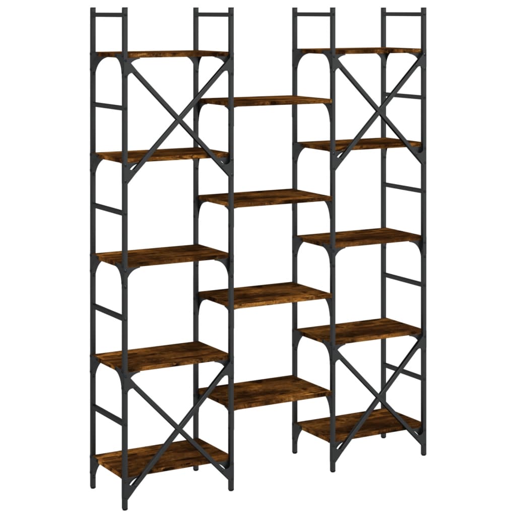 Bookshelf Smoked Oak 127,5x28,5x172,5 cm Engineered Wood