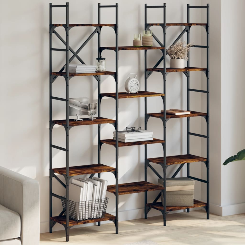 Bookshelf Smoked Oak 127,5x28,5x172,5 cm Engineered Wood