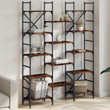 Bookshelf Smoked Oak 127,5x28,5x172,5 cm Engineered Wood