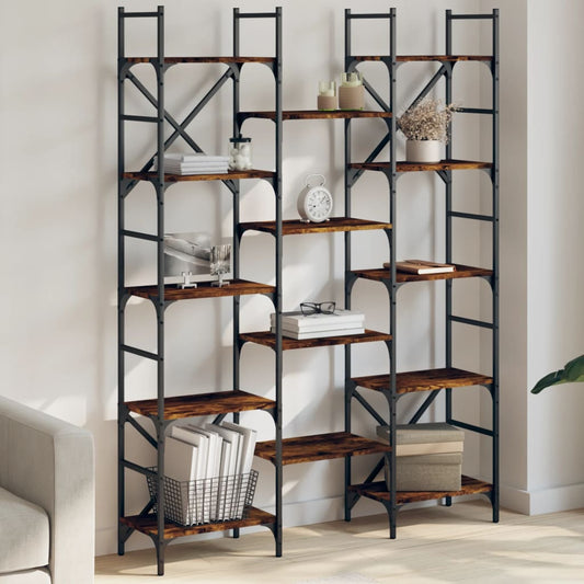 Bookshelf Smoked Oak 127,5x28,5x172,5 cm Engineered Wood