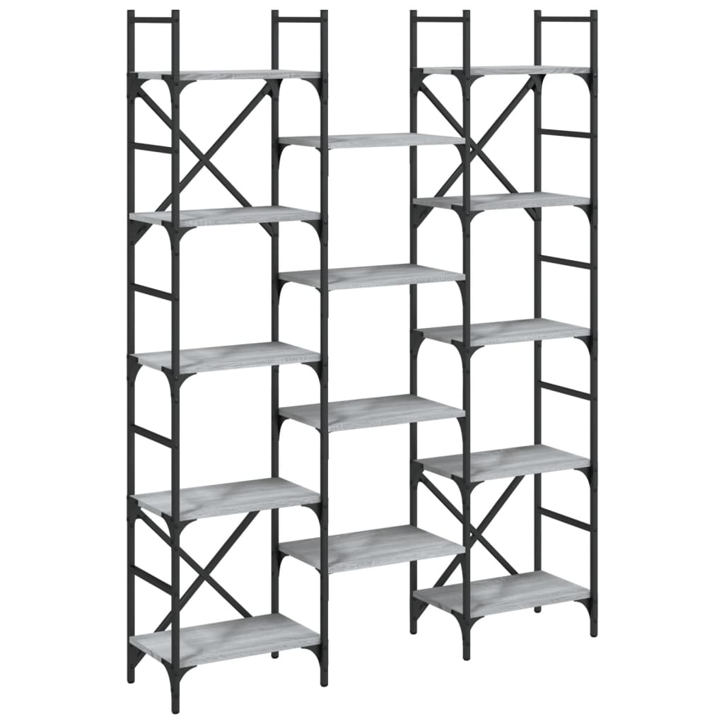 Bookshelf Grey Sonoma 127,5x28,5x172,5 cm Engineered Wood