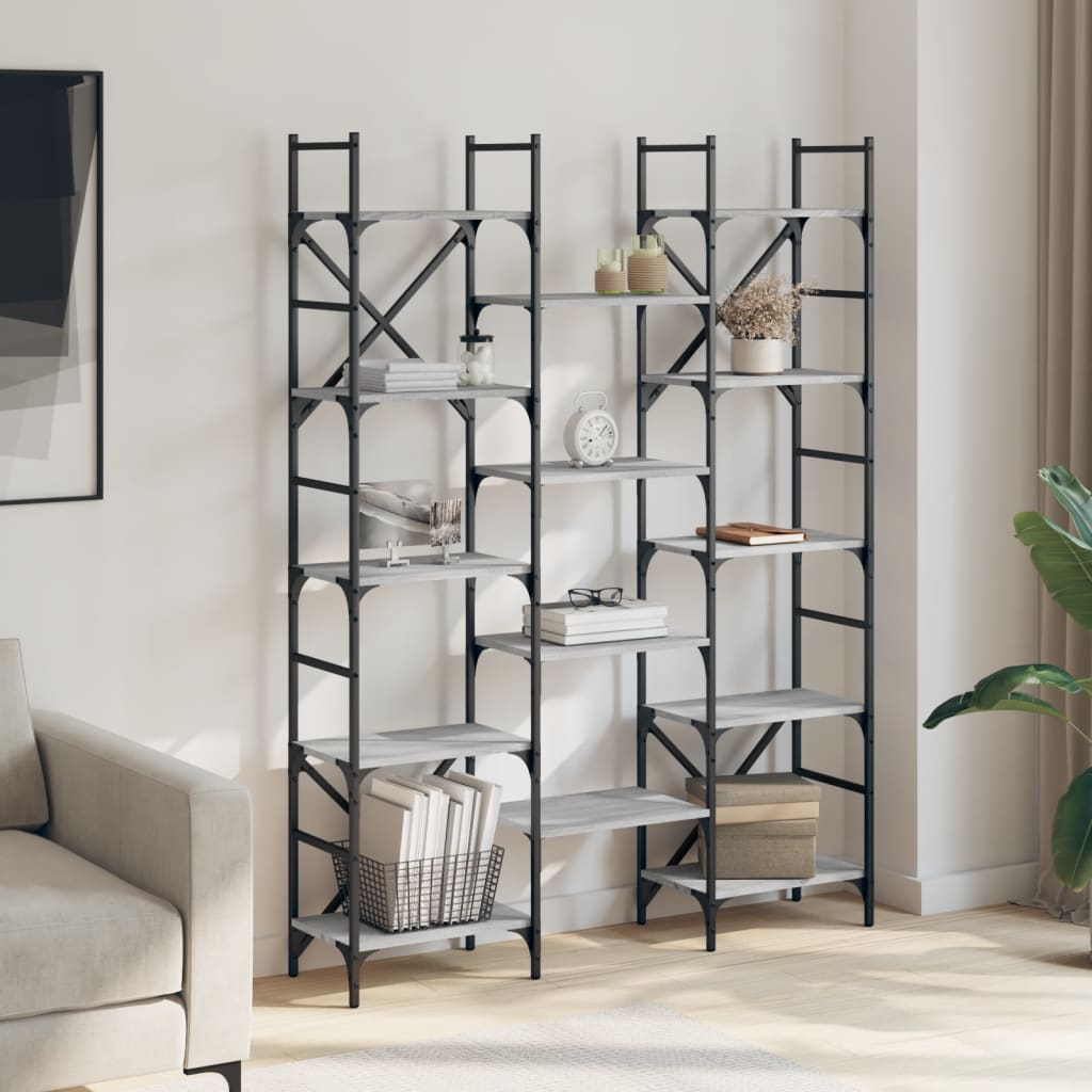 Bookshelf Grey Sonoma 127,5x28,5x172,5 cm Engineered Wood