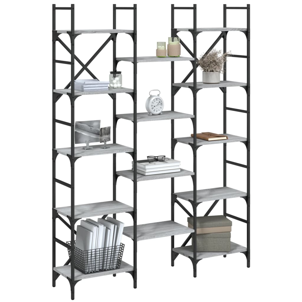 Bookshelf Grey Sonoma 127,5x28,5x172,5 cm Engineered Wood