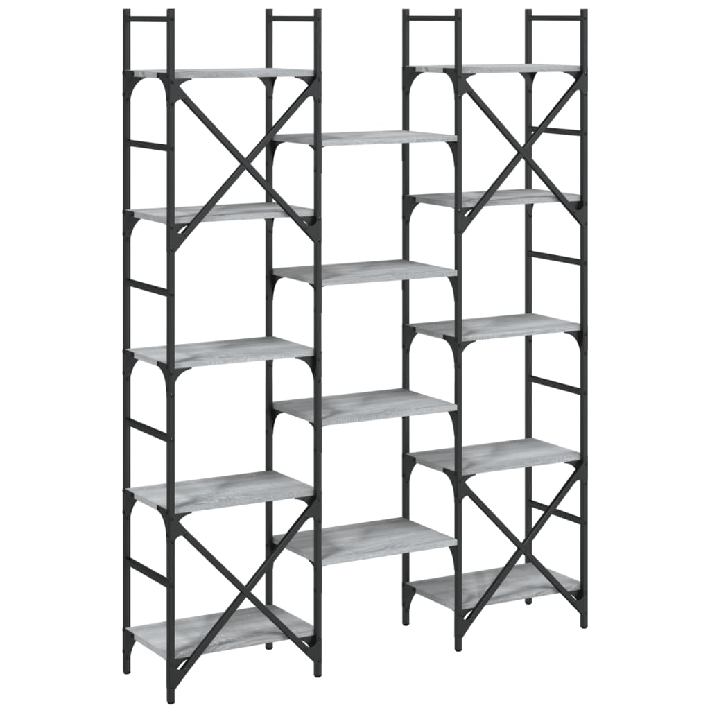 Bookshelf Grey Sonoma 127,5x28,5x172,5 cm Engineered Wood
