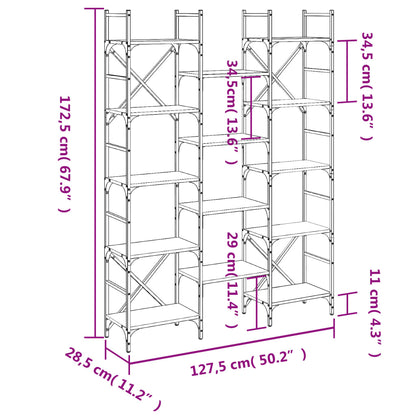 Bookshelf Grey Sonoma 127,5x28,5x172,5 cm Engineered Wood