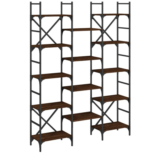 Bookshelf Brown Oak 127,5x28,5x172,5 cm Engineered Wood