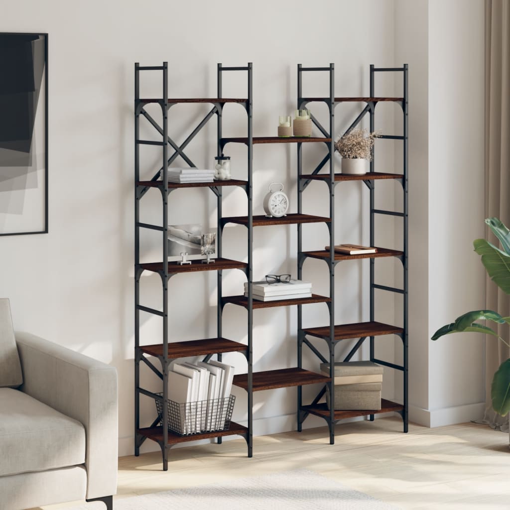 Bookshelf Brown Oak 127,5x28,5x172,5 cm Engineered Wood