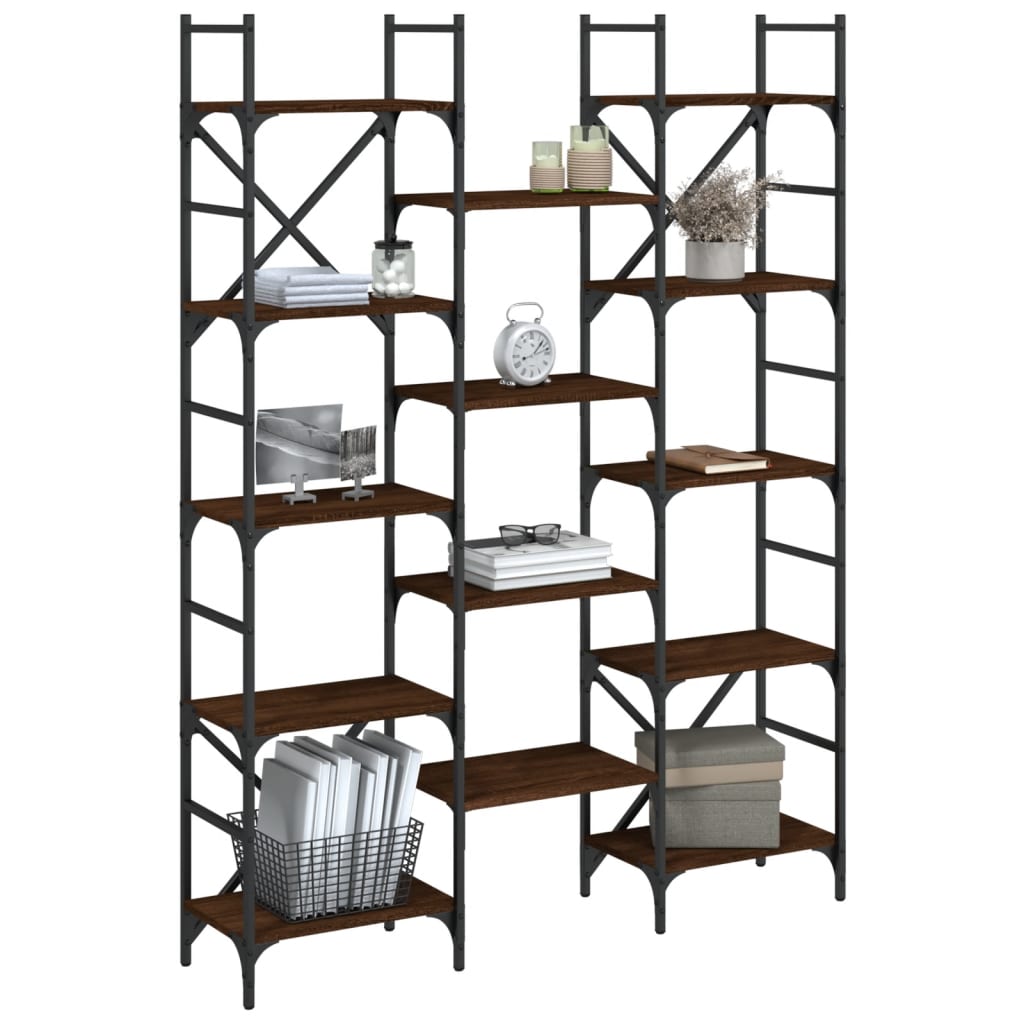Bookshelf Brown Oak 127,5x28,5x172,5 cm Engineered Wood