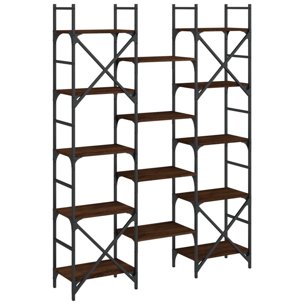 Bookshelf Brown Oak 127,5x28,5x172,5 cm Engineered Wood