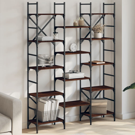 Bookshelf Brown Oak 127,5x28,5x172,5 cm Engineered Wood