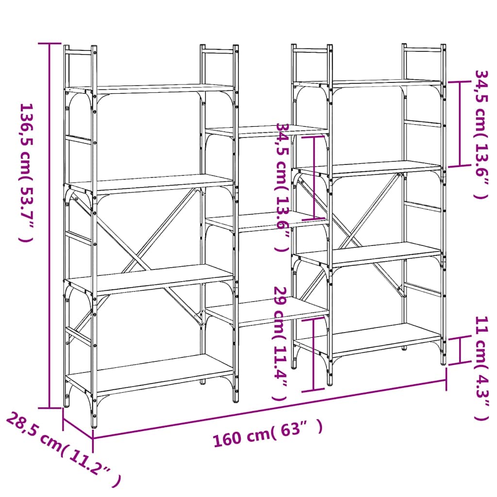 Bookshelf Black 160x28,5x136,5 cm Engineered Wood