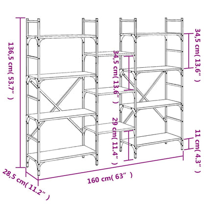 Bookshelf Black 160x28,5x136,5 cm Engineered Wood