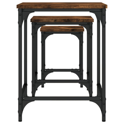 Nesting Coffee Tables 3 pcs Smoked Oak Engineered Wood