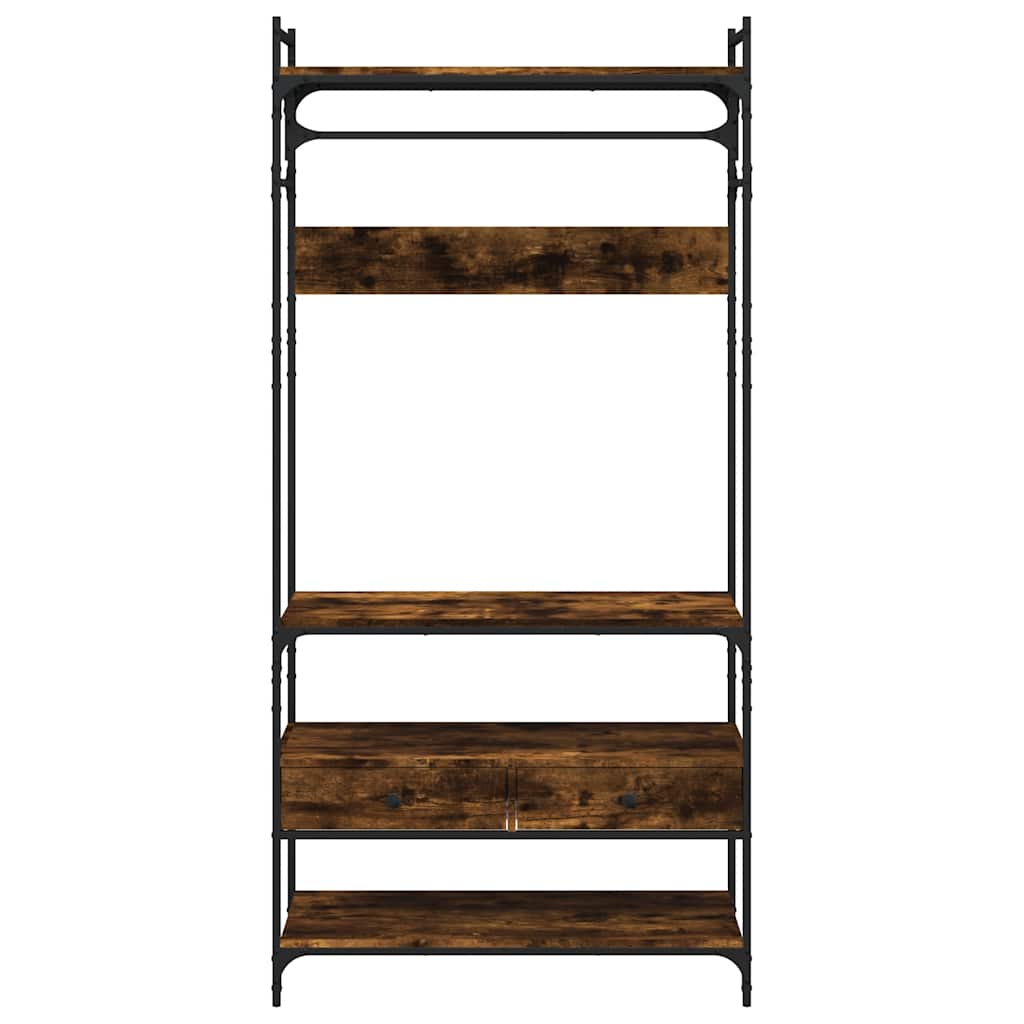 Wardrobe with Drawers Smoked Oak 89x39x184.5 cm Engineered Wood