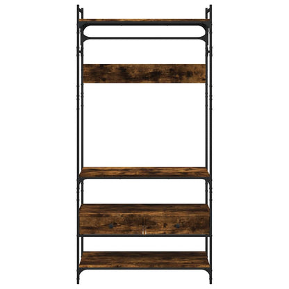Wardrobe with Drawers Smoked Oak 89x39x184.5 cm Engineered Wood