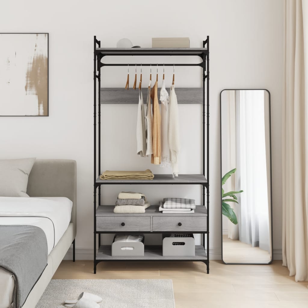Wardrobe with Drawers Grey Sonoma 89x39x184.5cm Engineered Wood