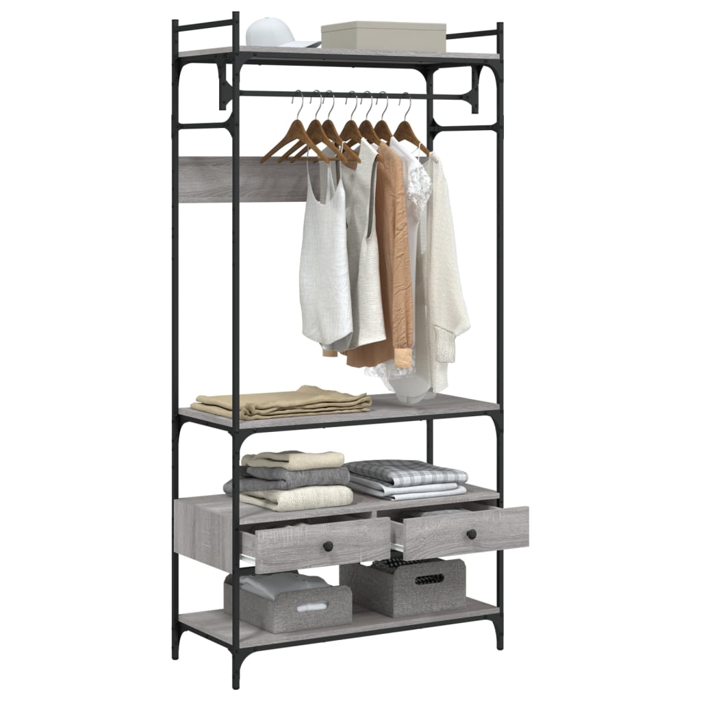 Wardrobe with Drawers Grey Sonoma 89x39x184.5cm Engineered Wood