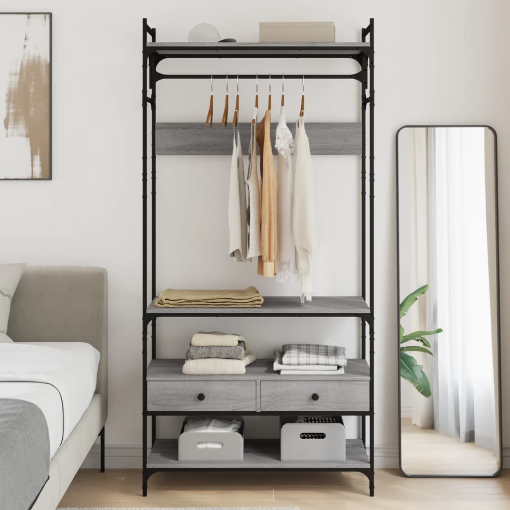 Wardrobe with Drawers Grey Sonoma 89x39x184.5cm Engineered Wood