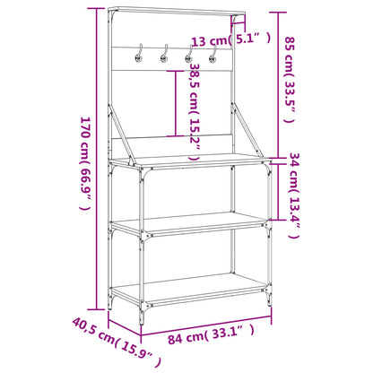 Baker's Rack with Hooks 4-Tier Sonoma Oak Engineered Wood