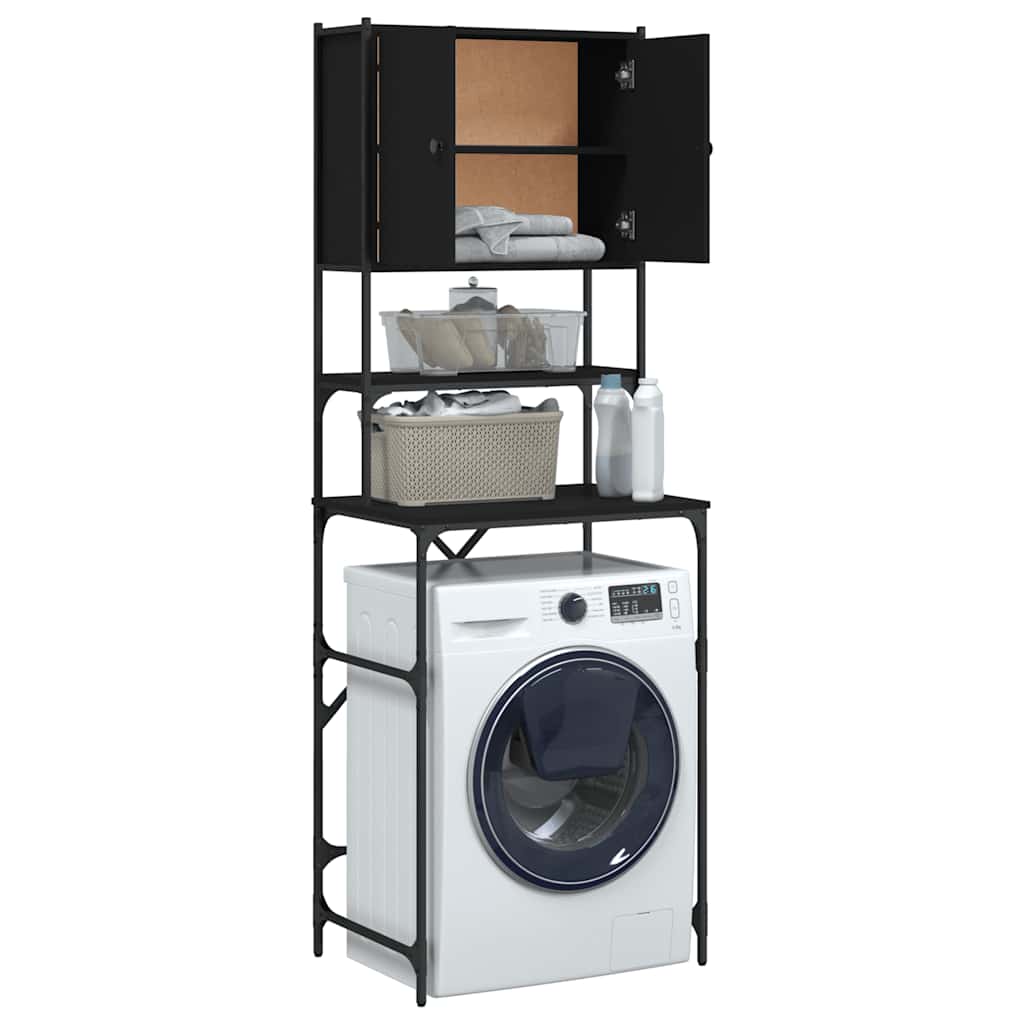 Washing Machine Cabinet Black 68x48,5x194 cm