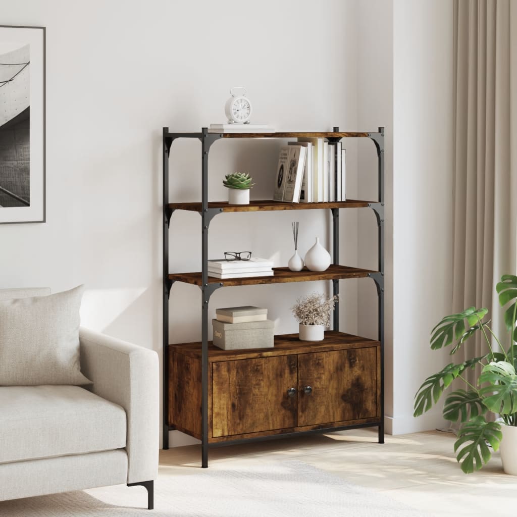 Bookcase 3-Tier Smoked Oak 70x30x109,5 cm Engineered Wood
