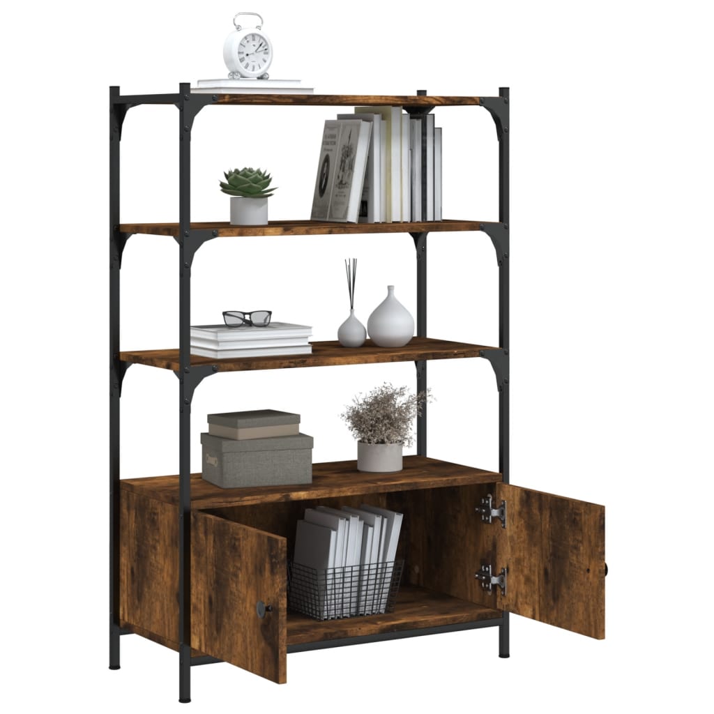 Bookcase 3-Tier Smoked Oak 70x30x109,5 cm Engineered Wood