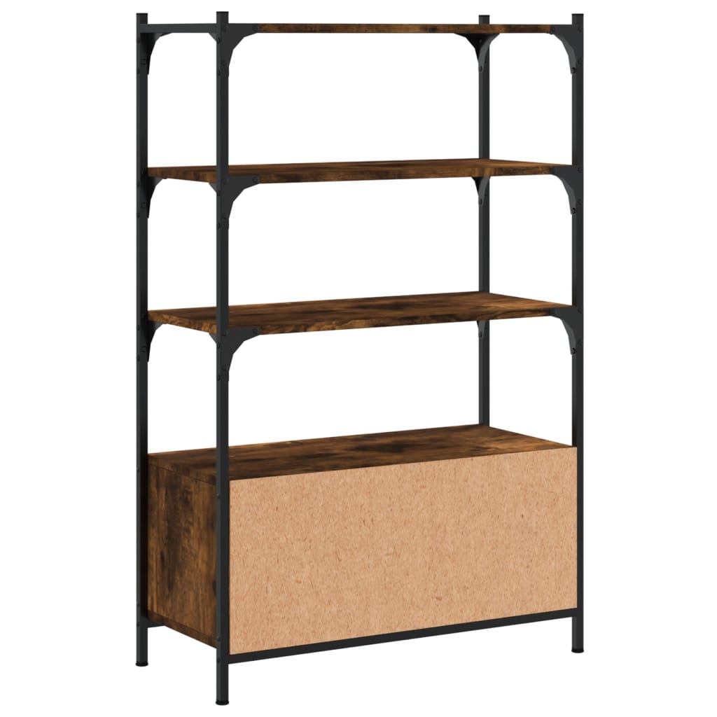 Bookcase 3-Tier Smoked Oak 70x30x109,5 cm Engineered Wood