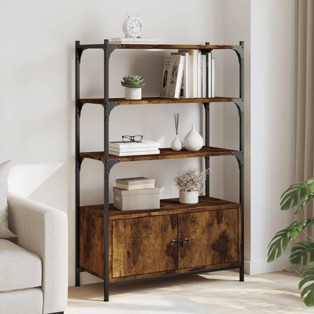 Bookcase 3-Tier Smoked Oak 70x30x109,5 cm Engineered Wood