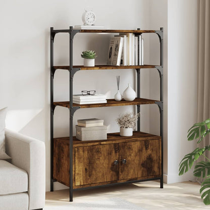 Bookcase 3-Tier Smoked Oak 70x30x109,5 cm Engineered Wood