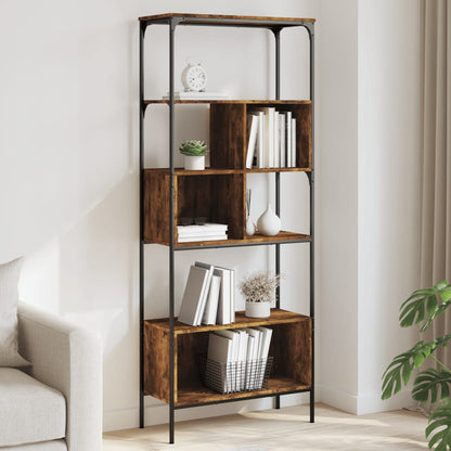 Bookcase 5-Tier Smoked Oak 76x33x188,5 cm Engineered Wood