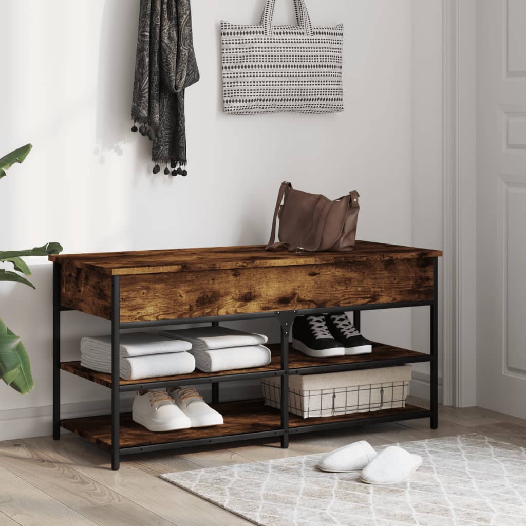 Shoe Bench Smoked Oak 100x42,5x50 cm Engineered Wood