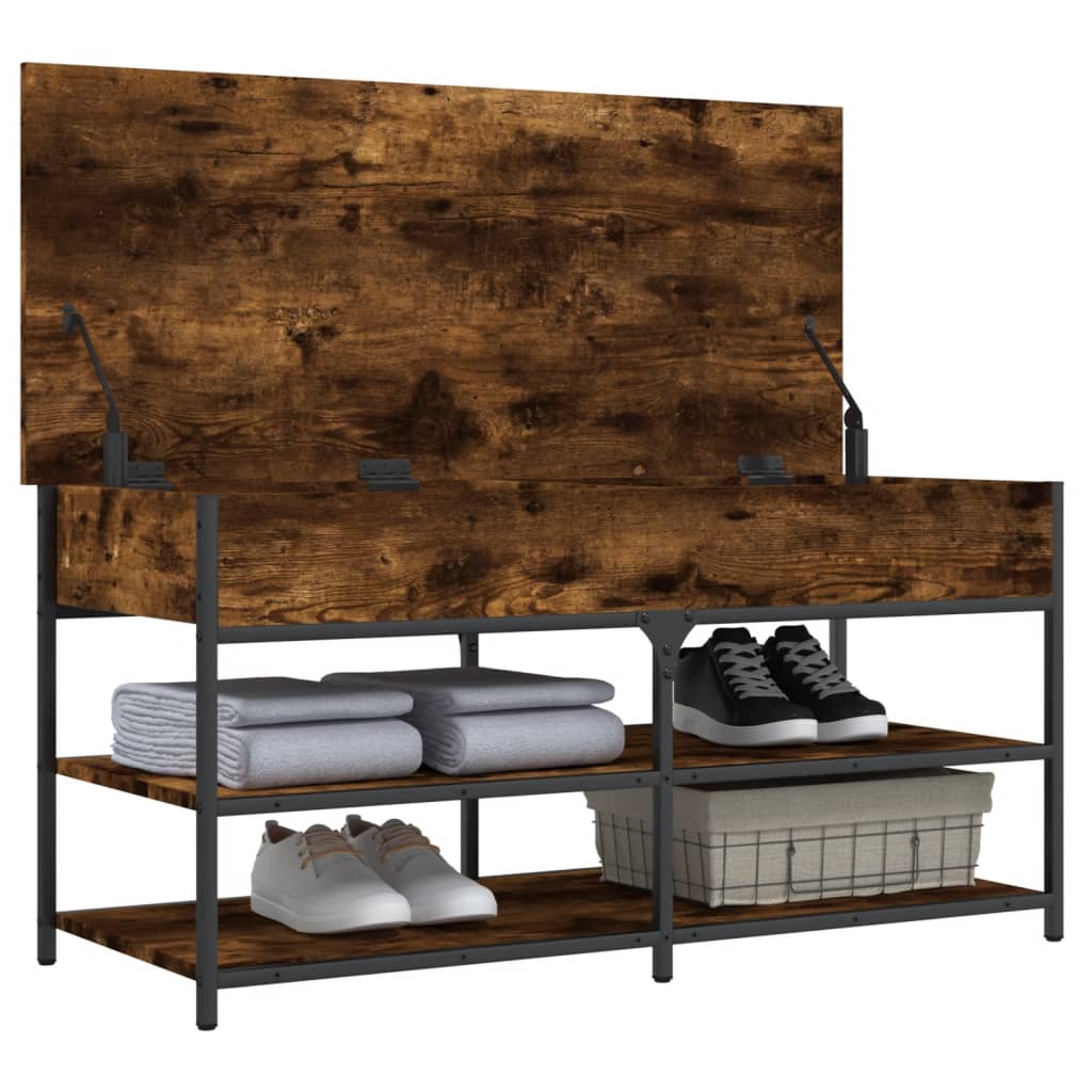 Shoe Bench Smoked Oak 100x42,5x50 cm Engineered Wood