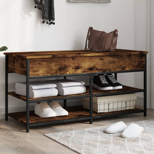 Shoe Bench Smoked Oak 100x42,5x50 cm Engineered Wood