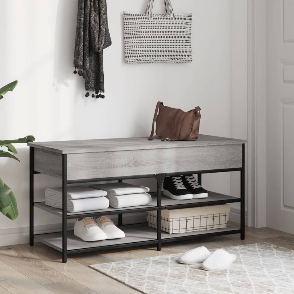 Shoe Bench Grey Sonoma 100x42,5x50 cm Engineered Wood