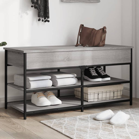Shoe Bench Grey Sonoma 100x42,5x50 cm Engineered Wood