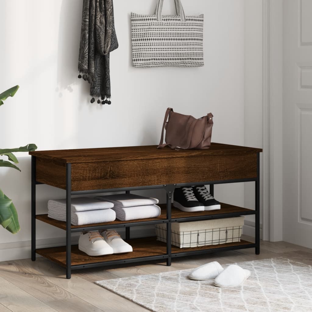 Shoe Bench Brown Oak 100x42,5x50 cm Engineered Wood