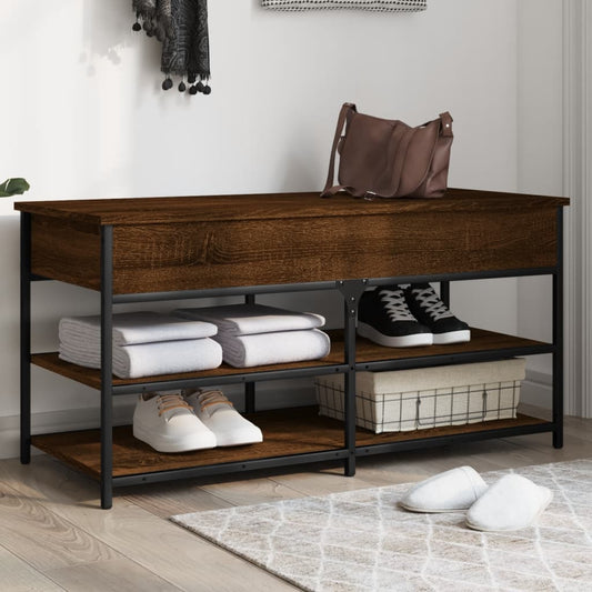Shoe Bench Brown Oak 100x42,5x50 cm Engineered Wood