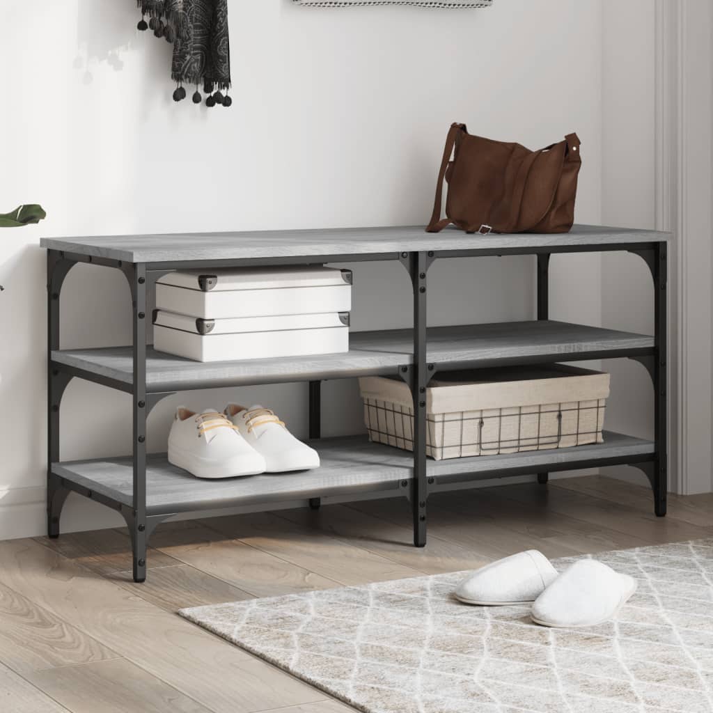 Shoe Bench Grey Sonoma 100x38,5x49 cm Engineered Wood