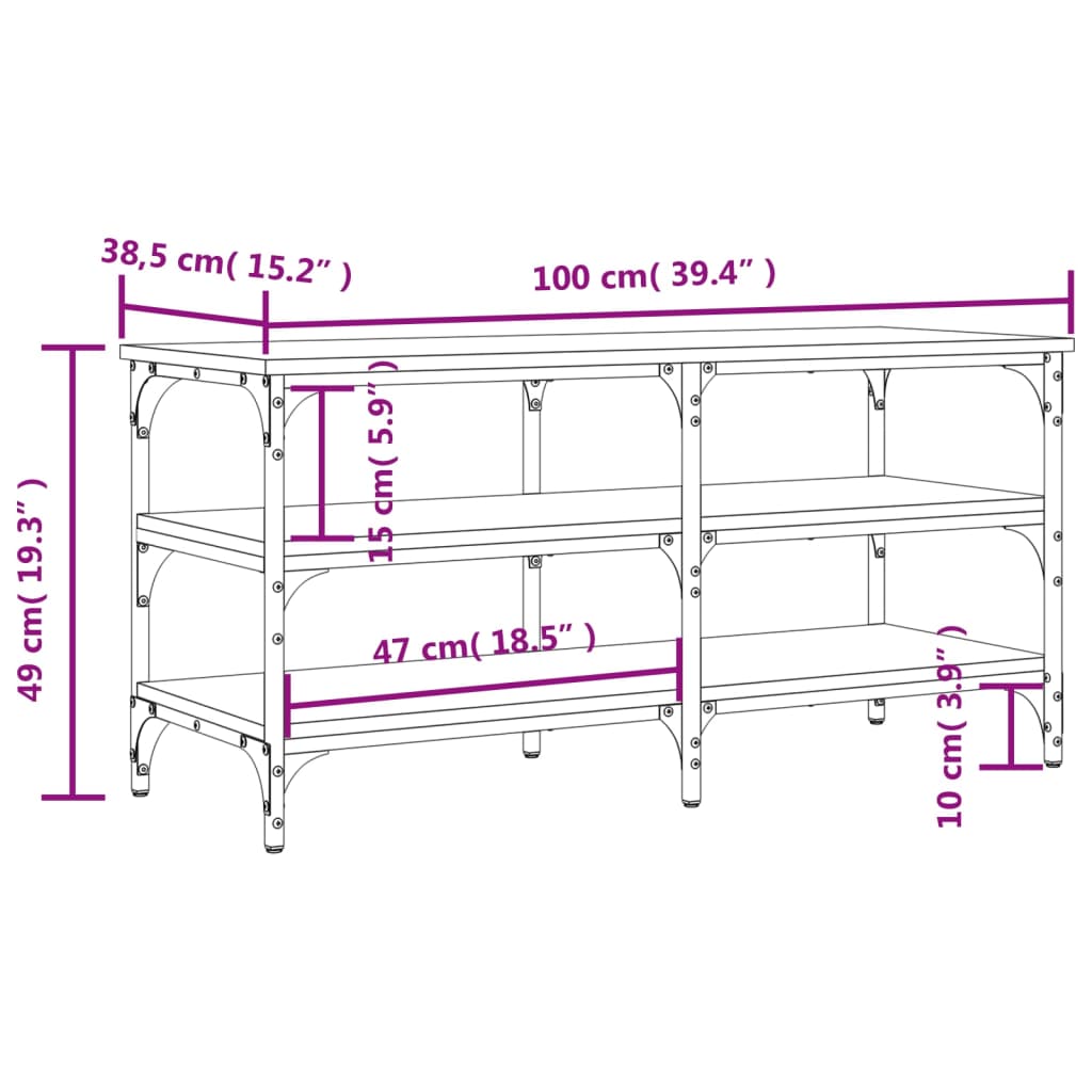 Shoe Bench Brown Oak 100x38,5x49 cm Engineered Wood