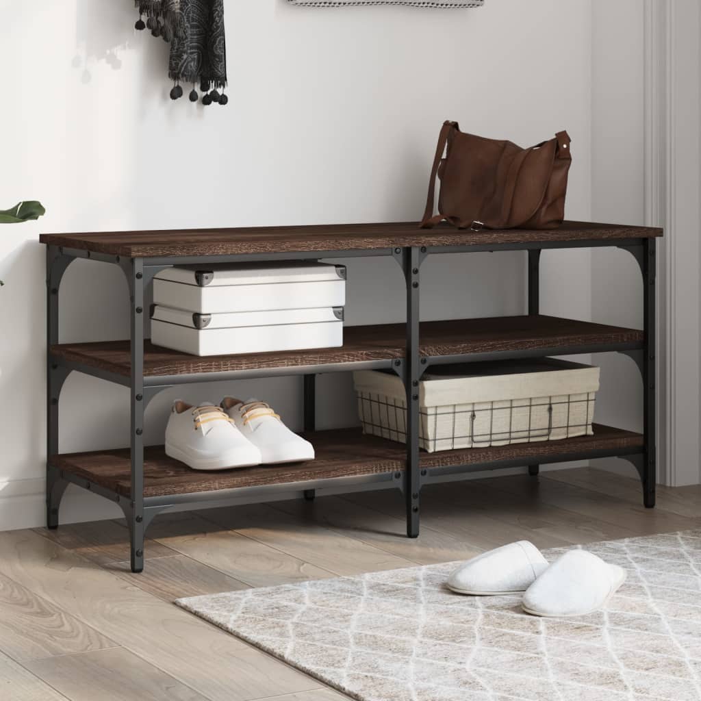 Shoe Bench Brown Oak 100x38,5x49 cm Engineered Wood