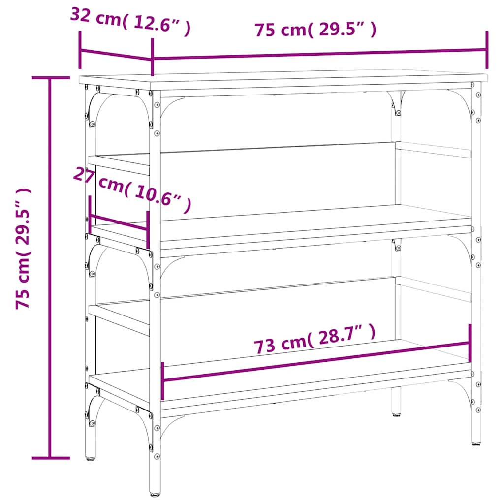 Console Table | Black | Engineered Wood, Metal | 75 x 32 x 75 cm