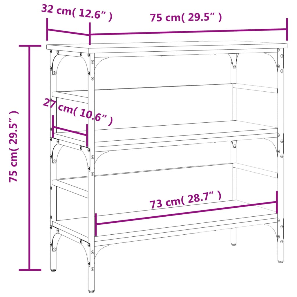 Console Table Smoked Oak 75x32x75 cm Engineered Wood