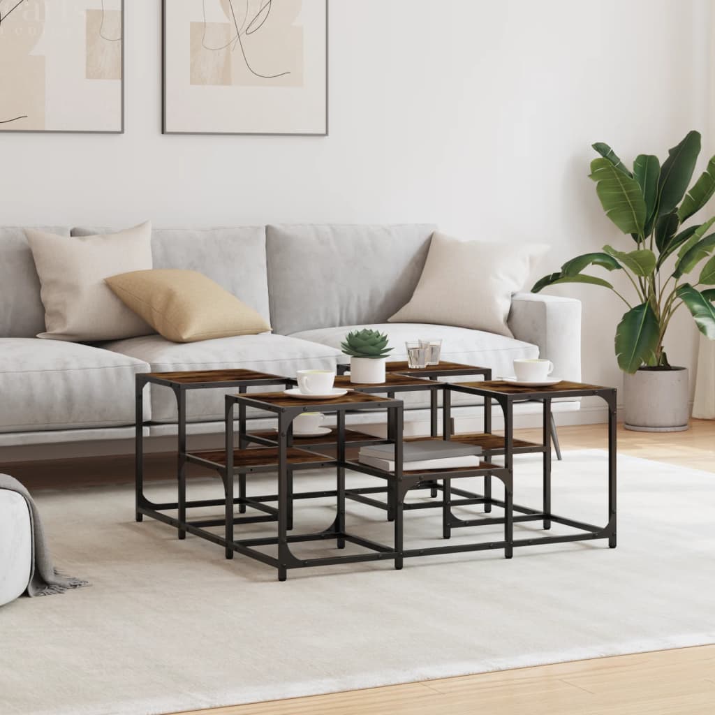 Coffee Table Smoked Oak 91x91x40 cm Engineered Wood