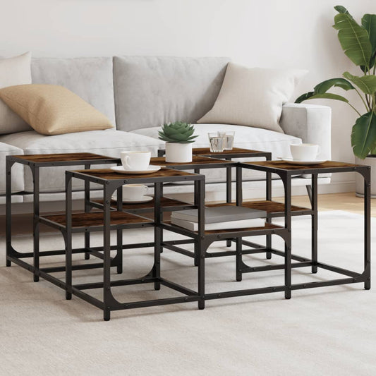 Coffee Table Smoked Oak 91x91x40 cm Engineered Wood